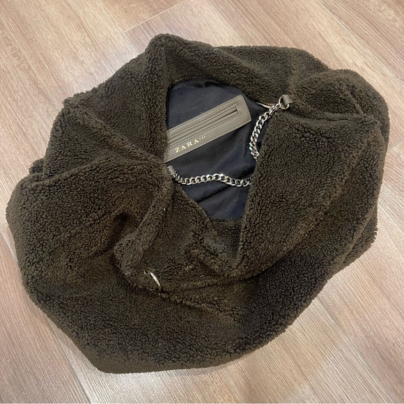 Zara Brown Sherpa Bucket/Tote Bag - Picture 1 of 8
